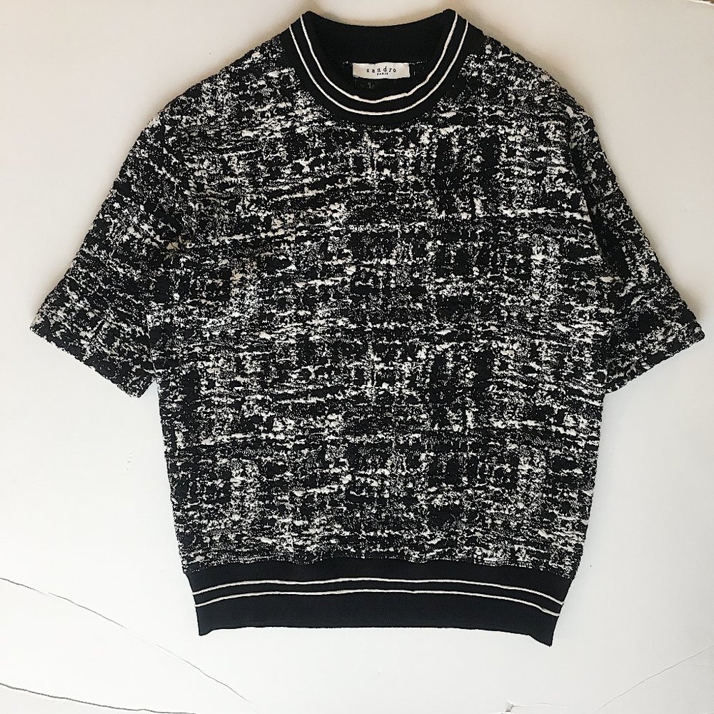Sandro Black/White Banded Top